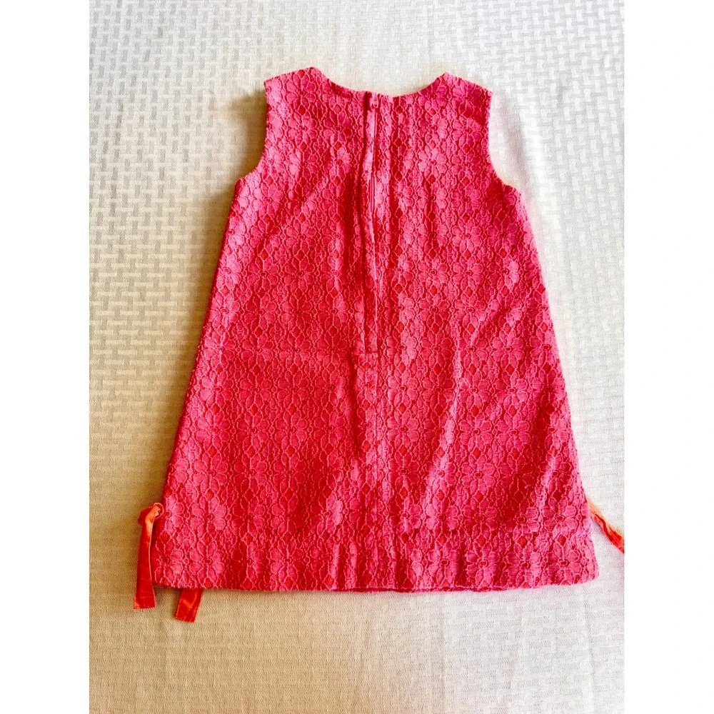 Lilly Pulitzer Girls‎ Pink Lace Shift Dress Size 3 Orange Bows 26005G